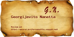 Georgijevits Nanetta névjegykártya